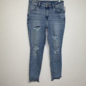 Maurices Jeans Womens Sz 10 High Rise Skinny Distressed Offset Raw Hem NWT